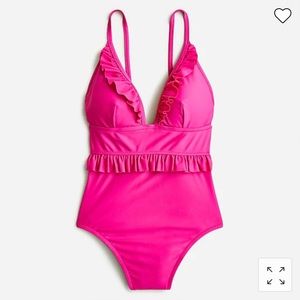 JCrew Plunge Ruffle Swimming Suit - Size 6